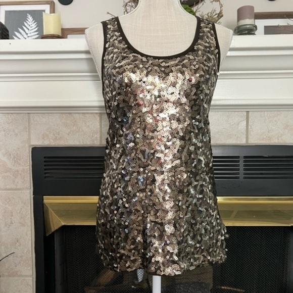 Michael Michael Kors Sequined Tank Top in Army Green - Picture 2 of 14